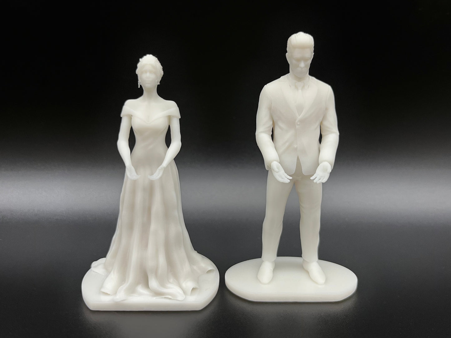 Bride and Groom Cake Topper. Unpainted, 4 inches / 10cm tall