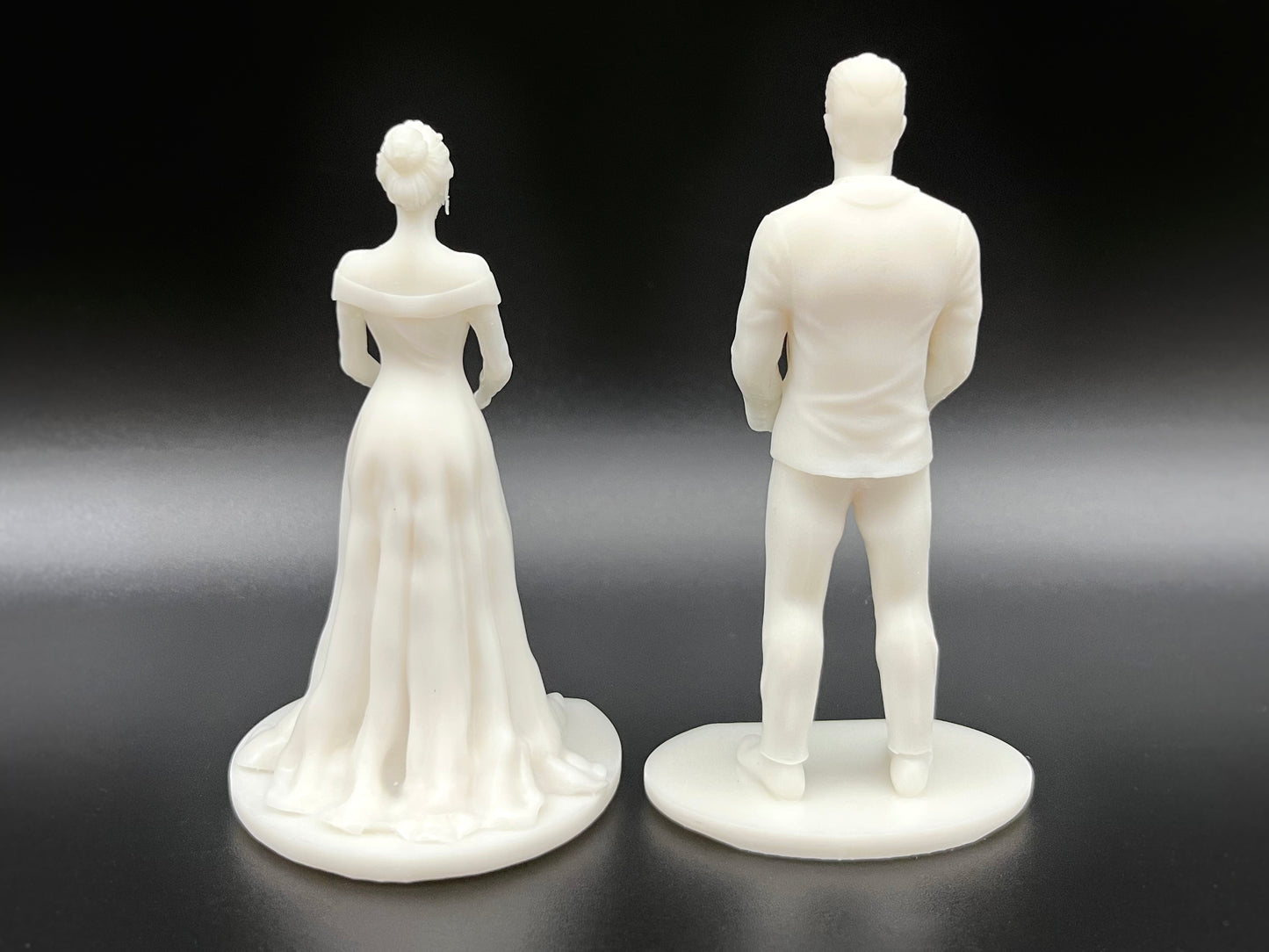 Bride and Groom Cake Topper. Unpainted, 4 inches / 10cm tall