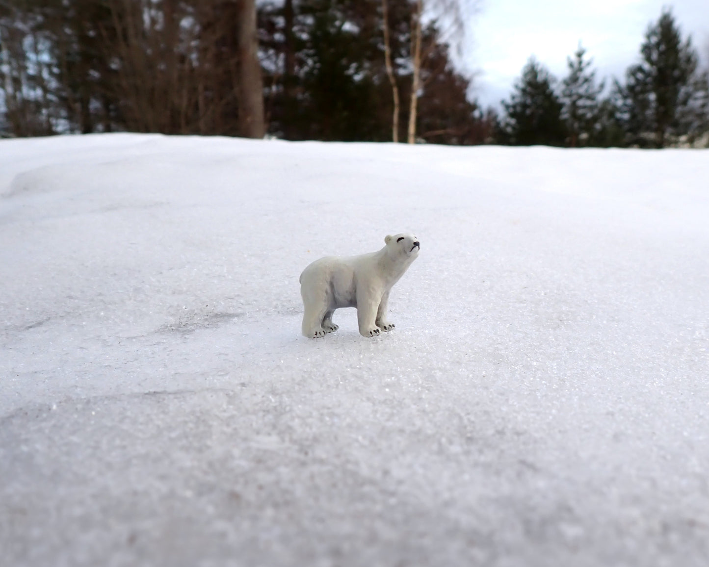 Miniature Polar Bear Hand-Painted Realistic Model 1:64 Scale