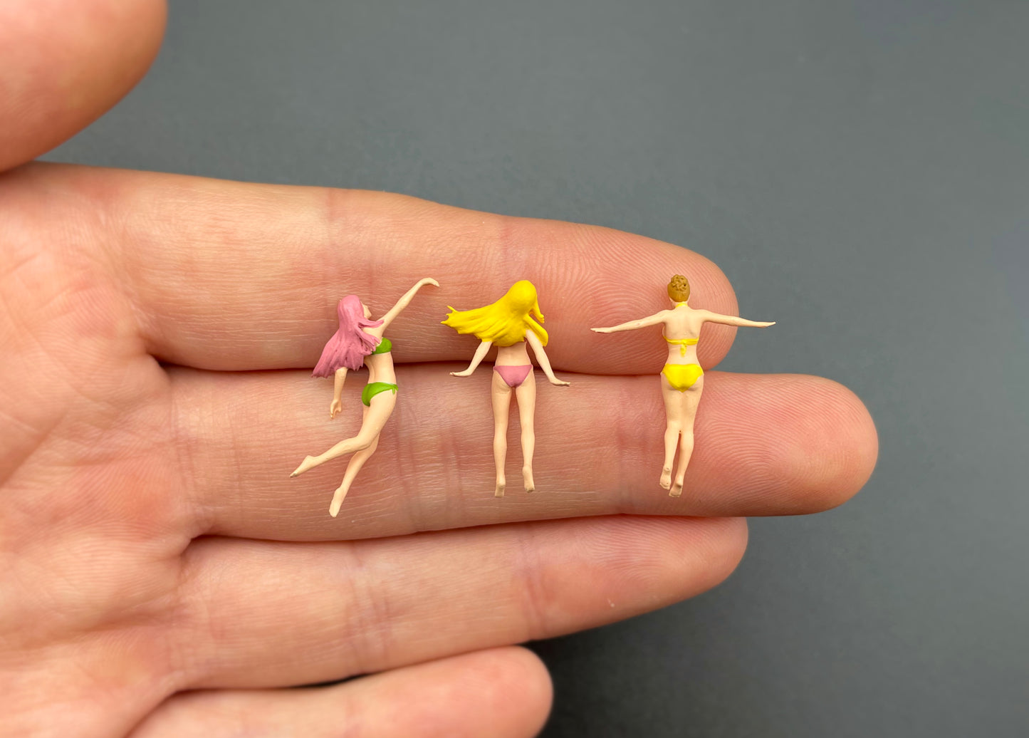 Miniature Bikini Girl Swimming 1:64 Scale Human Figure Side View