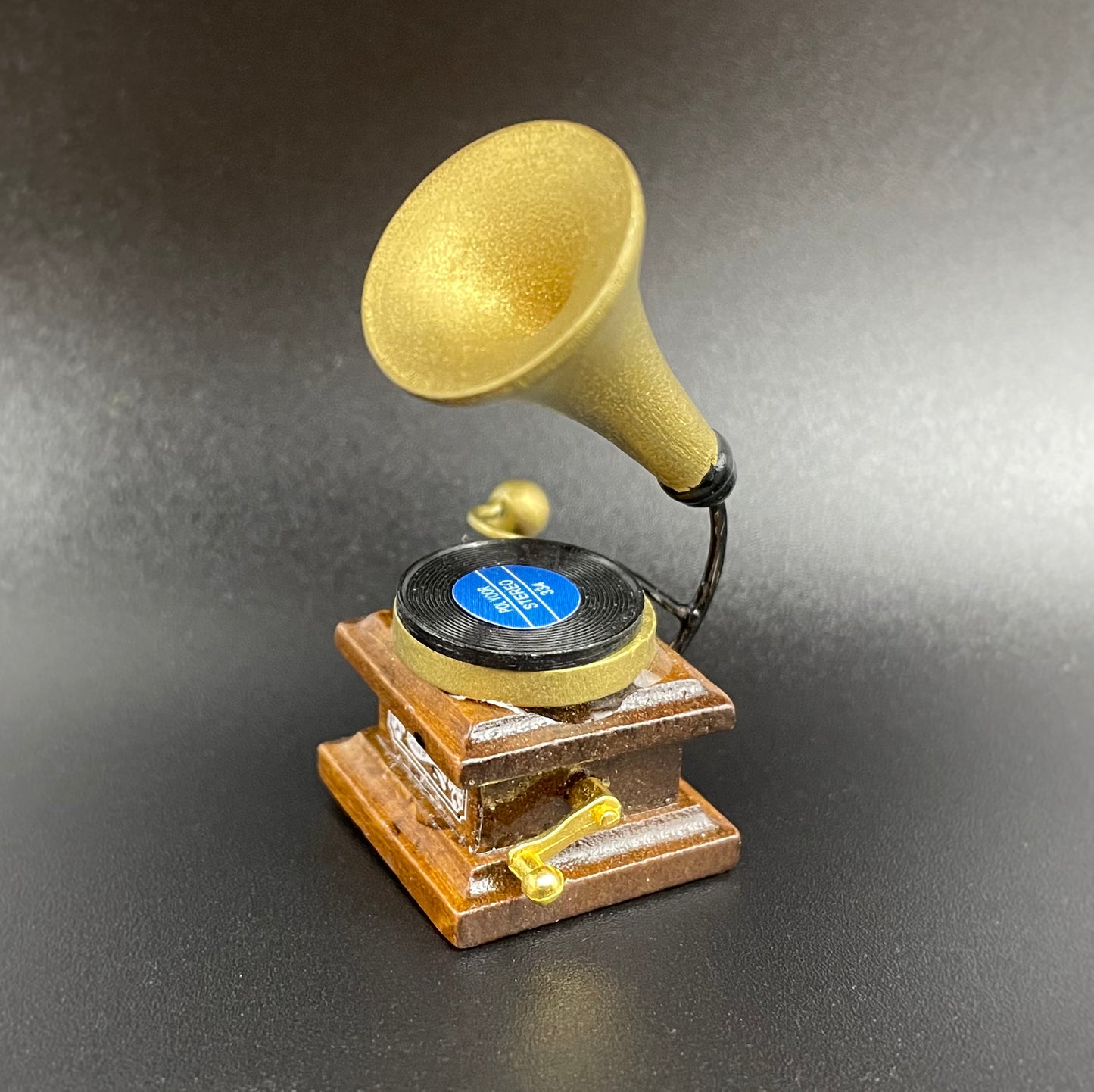 Miniature Gramophone Phonograph 1:12 Scale Side View Dollhouse