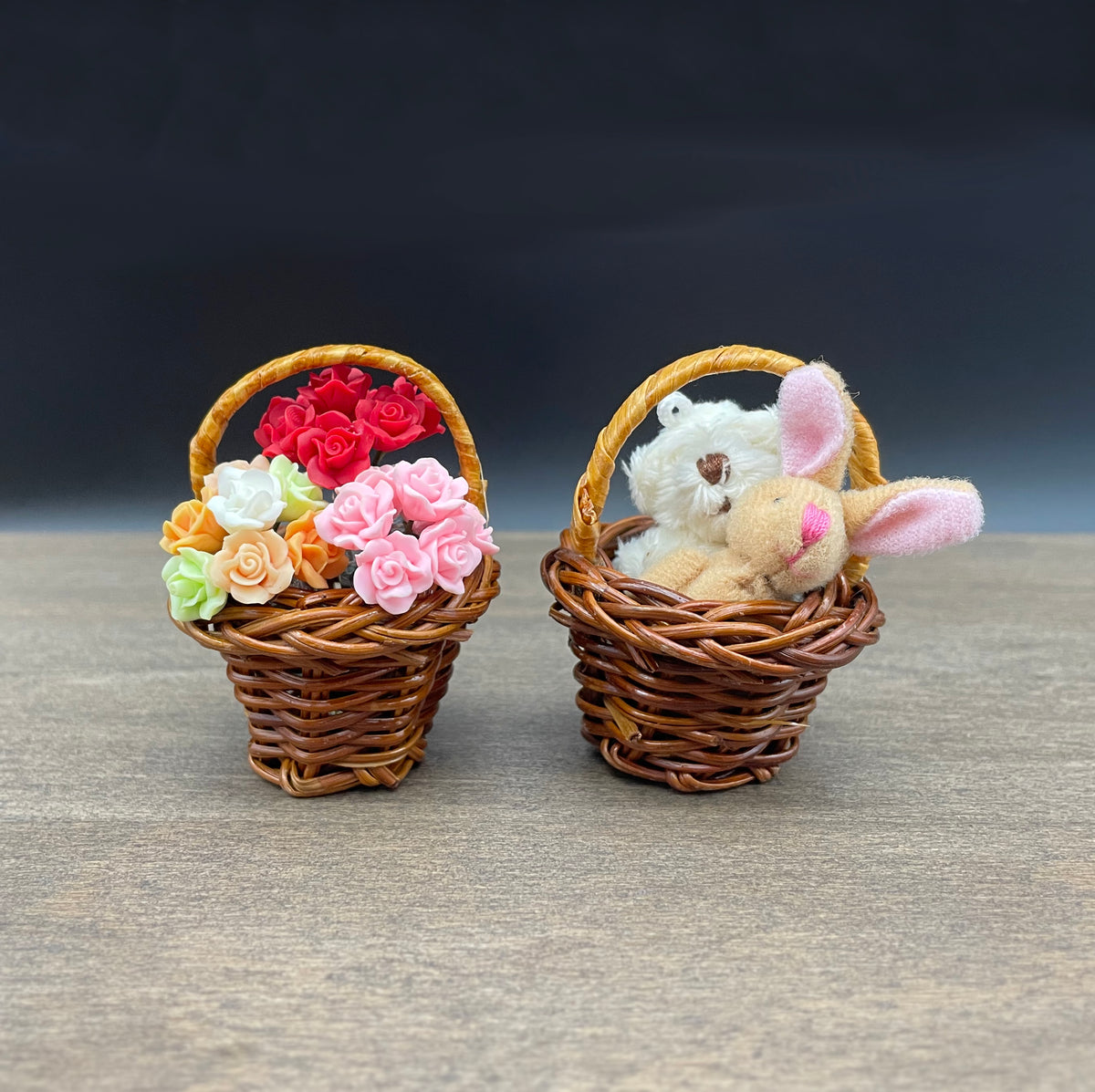 Miniature Wicker Ratan Basket 1:6 Scale Dollhouse Accessory