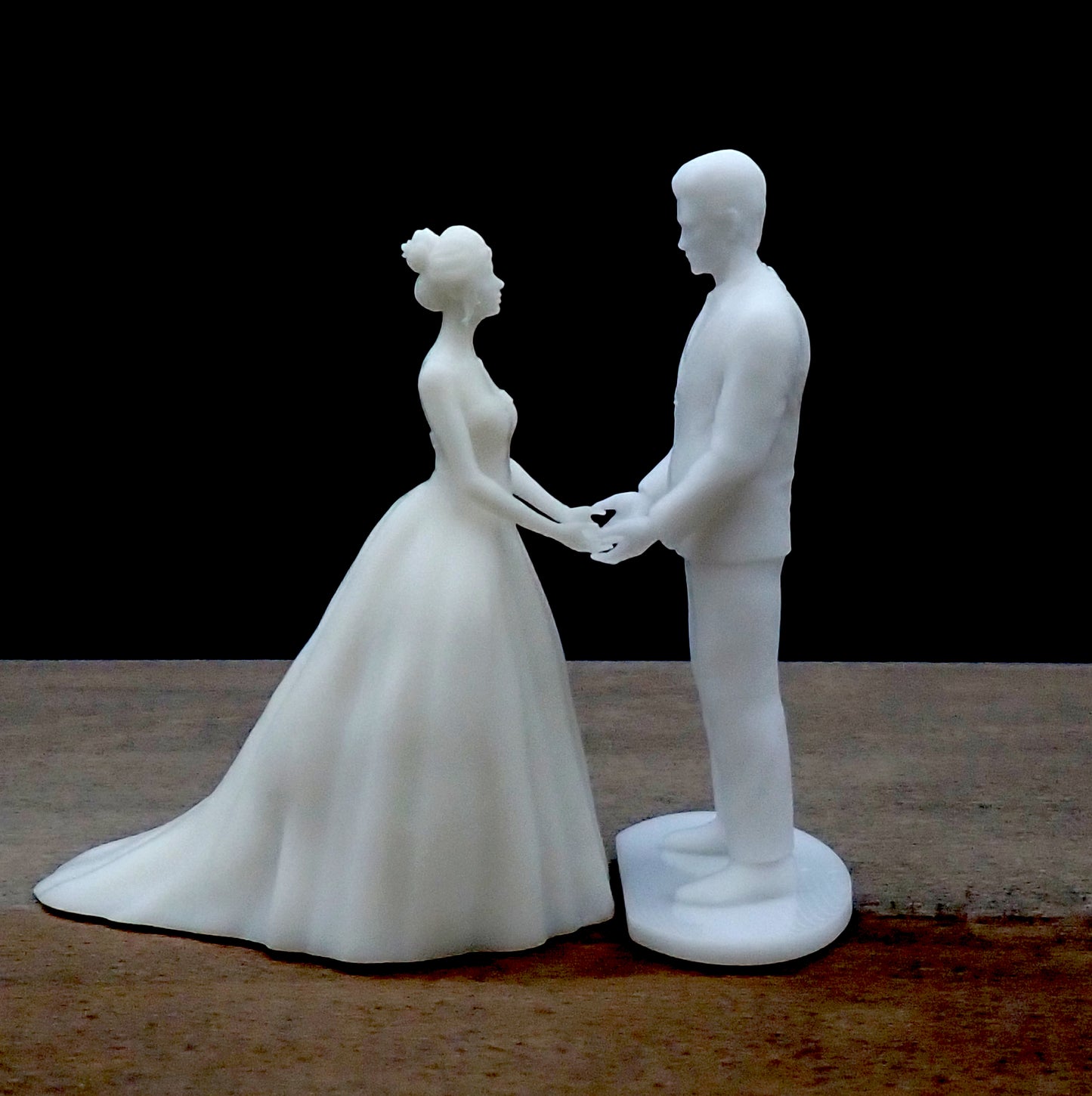 Unpainted Bride and Groom Couple. Wedding Cake Topper. 4 inches / 10cm tall