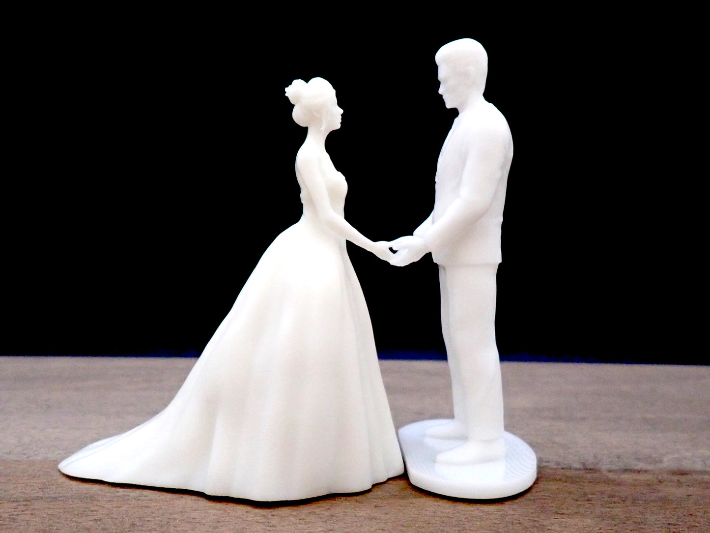Unpainted Bride and Groom Couple. Wedding Cake Topper. 4 inches / 10cm tall
