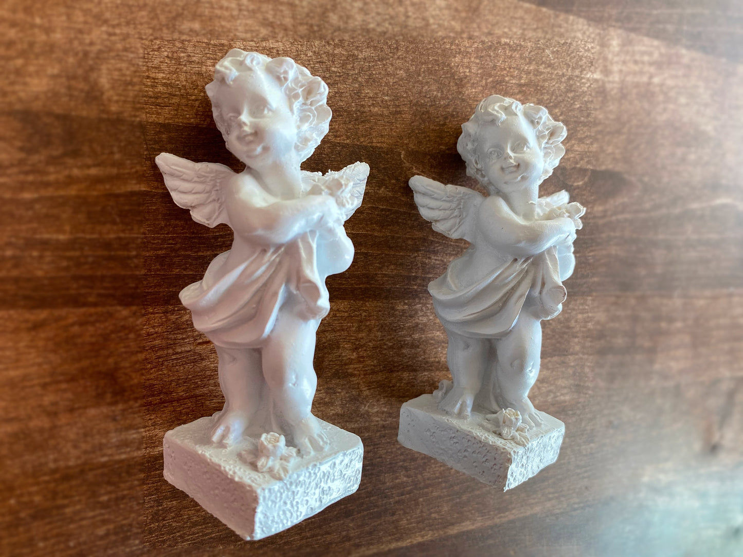 Two Miniature Cherubs Angel Statues. Handmade Dollhouse Garden Accessories. 1:12 Scale