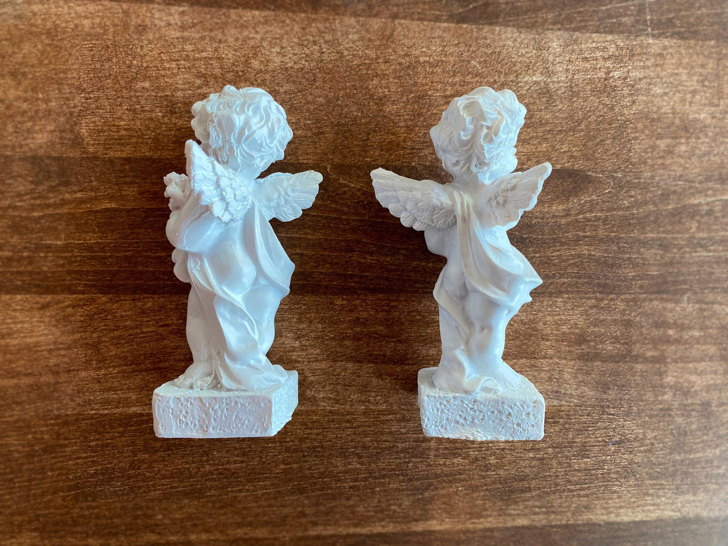 Two Miniature Cherubs Angel Statues. Handmade Dollhouse Garden Accessories. 1:12 Scale