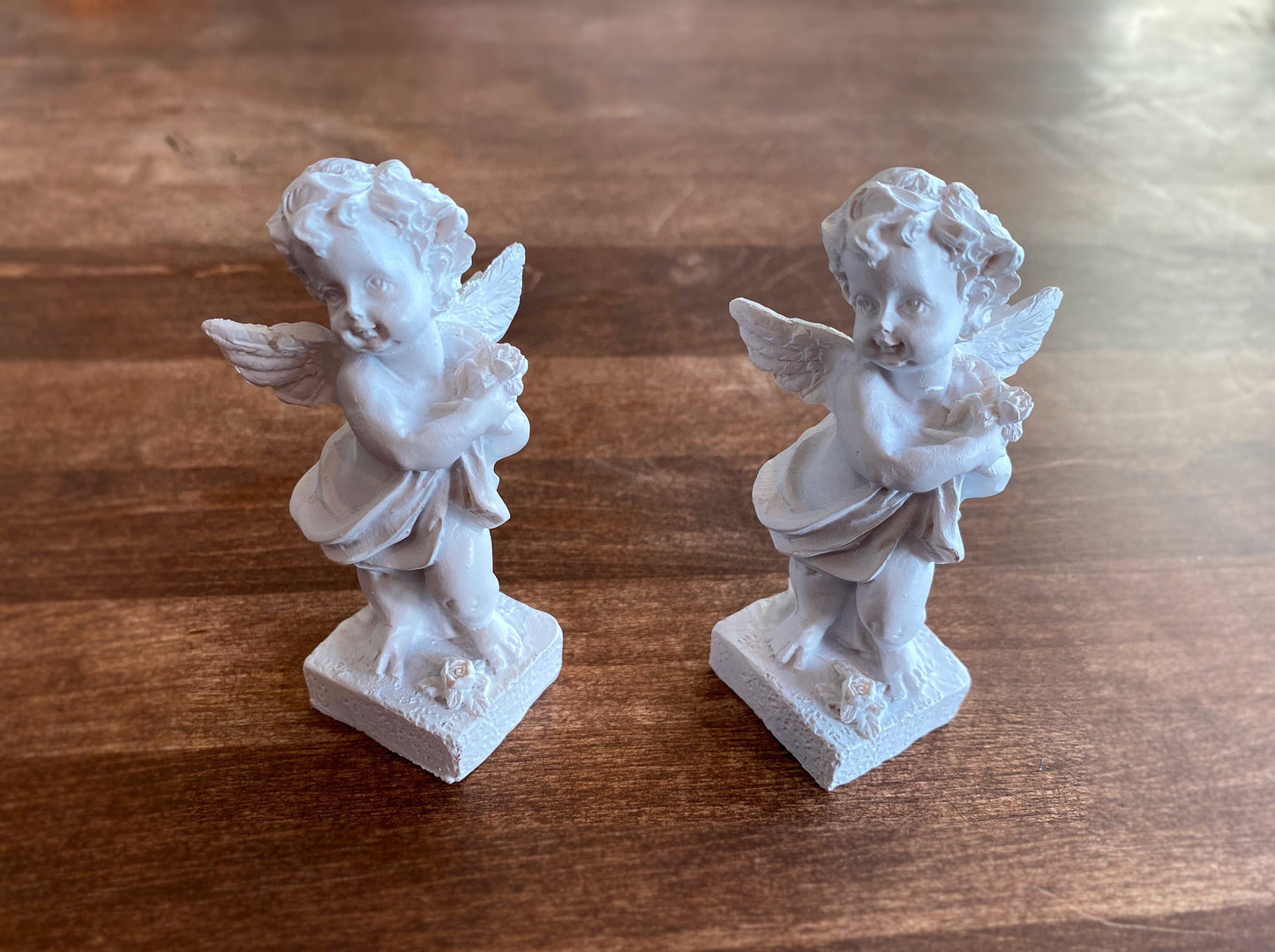 Two Miniature Cherubs Angel Statues. Handmade Dollhouse Garden Accessories. 1:12 Scale