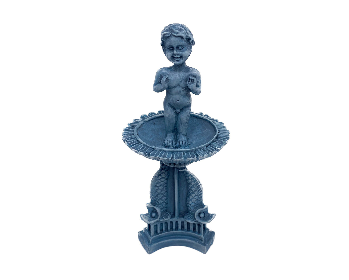 1:12 Scale Miniature Hand Painted Cherub Bird Bath. Handmade Dollhouse Model