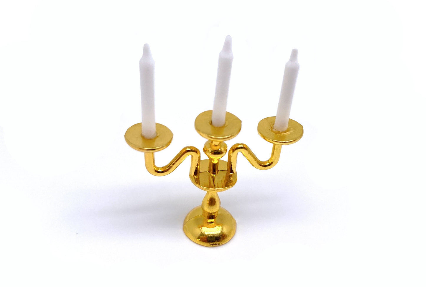 Miniature Single Gold Candle Holder 1:12 Scale Dollhouse Accessory