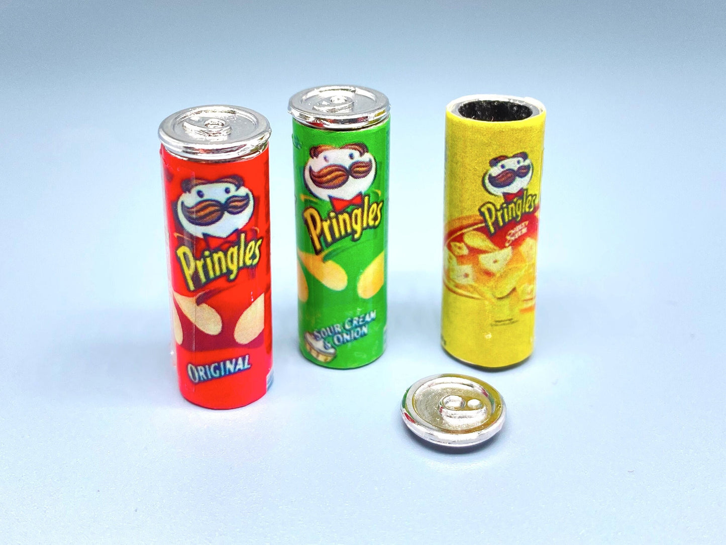 Miniature Pringles Crisps Tubes Set of 3 Colors Dollhouse Accessories 1:12 Scale
