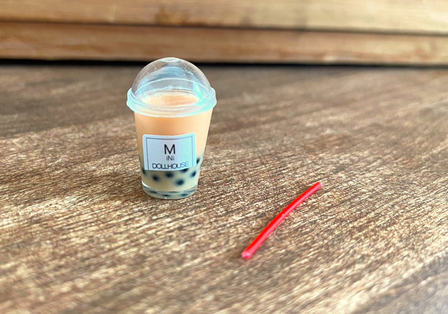 Miniature Boba Matcha Tea Cup Detail 1:12 Scale Dollhouse Drink