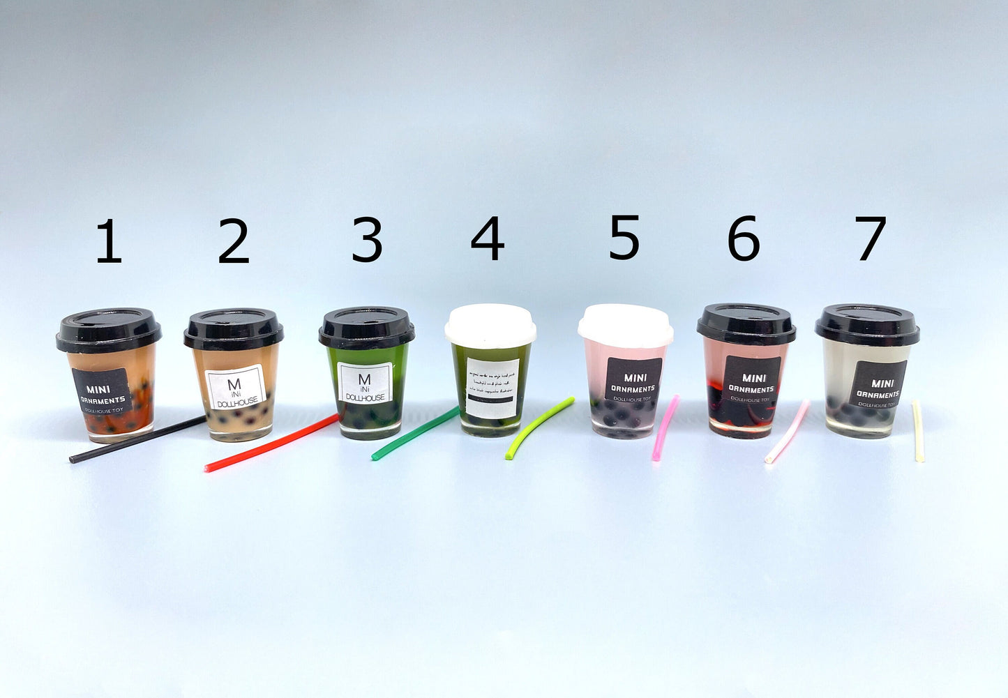 Miniature Boba Milk Tea Cups Selection Dollhouse Accessories 1:12 Scale