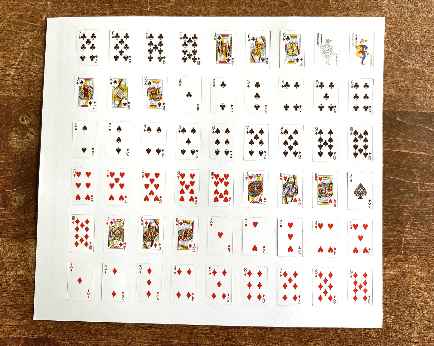 Miniature Playing Card Deck 1:6 Scale Dollhouse Prop Side View