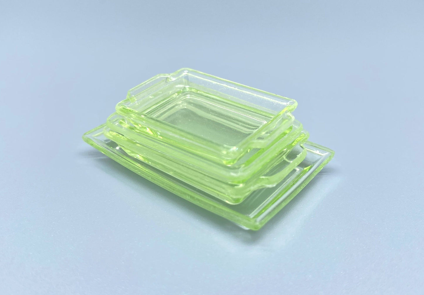 Miniature Pyrex Oven Trays. Light Green. Kitchen Dollhouse Cooking Accessories. 1:12 Scale