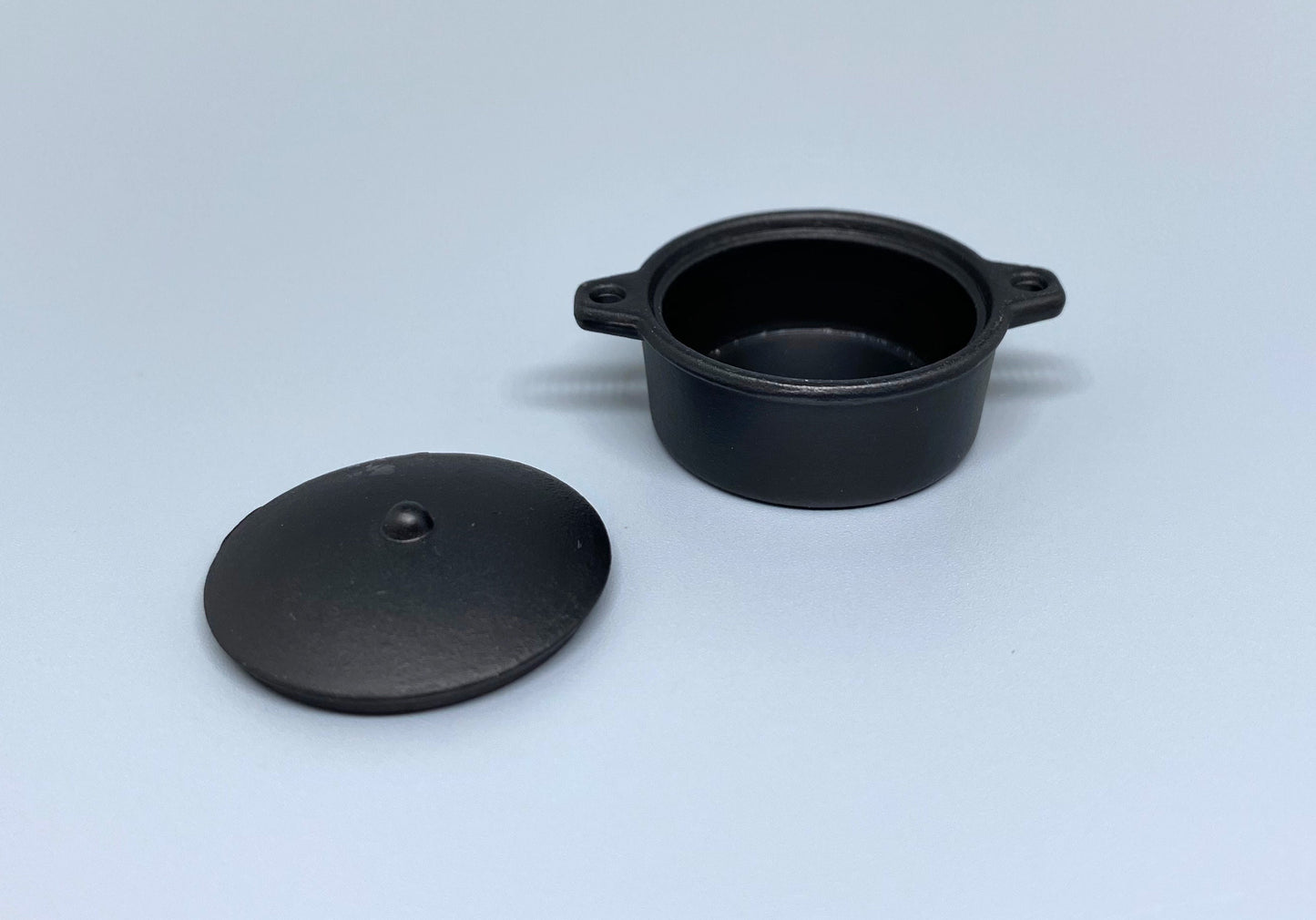 Miniature Cast Iron Pot. Black Kitchen Cookware. Dollhouse Accessory. 1:12 Scale