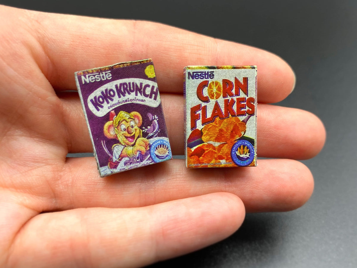 Miniature Cereal Boxes Corn Flakes Koko Crunch Dollhouse Accessory 1:12 Scale