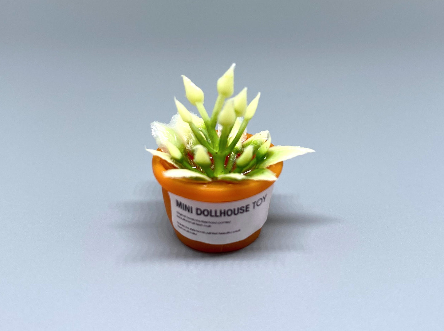 Miniature Plants in Ceramic Pots. Cute Green Flowers and Leaves. Dollhouse Accessories 1:12 Scale