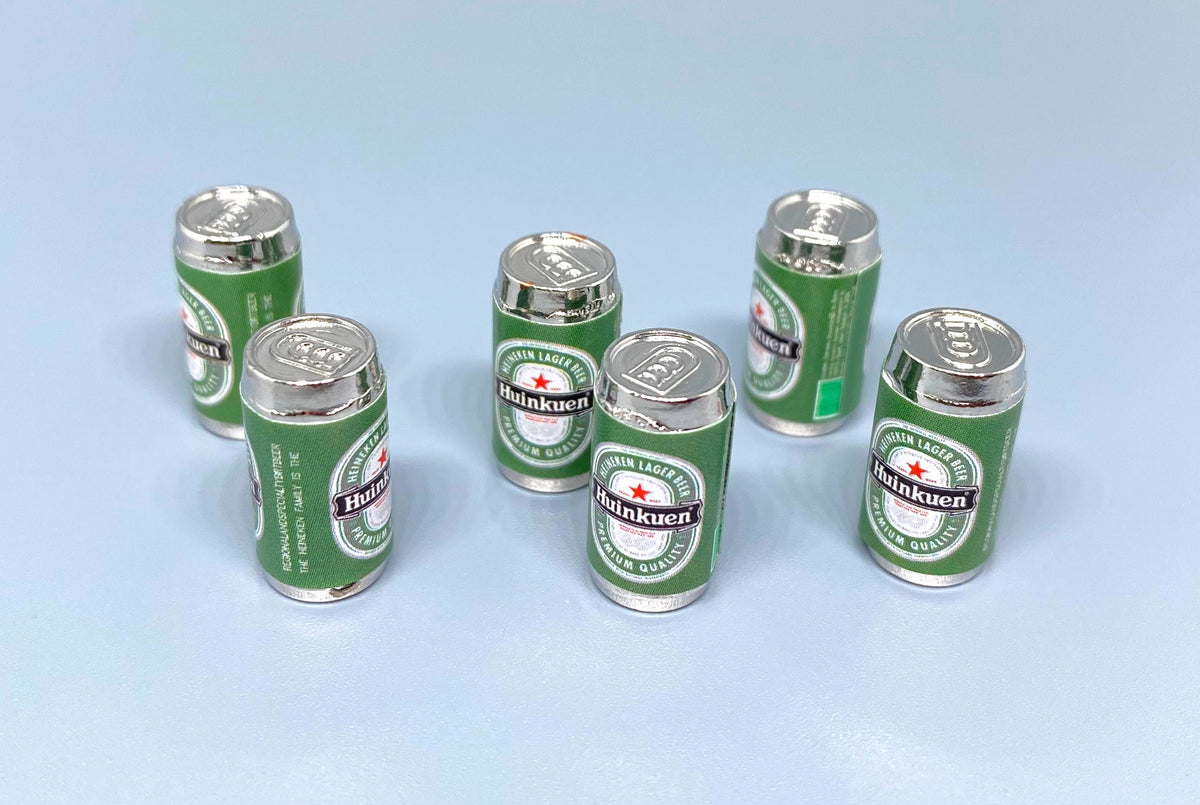 Miniature 6 Pack Beer Cans 1:12 Scale Dollhouse Prop Side View
