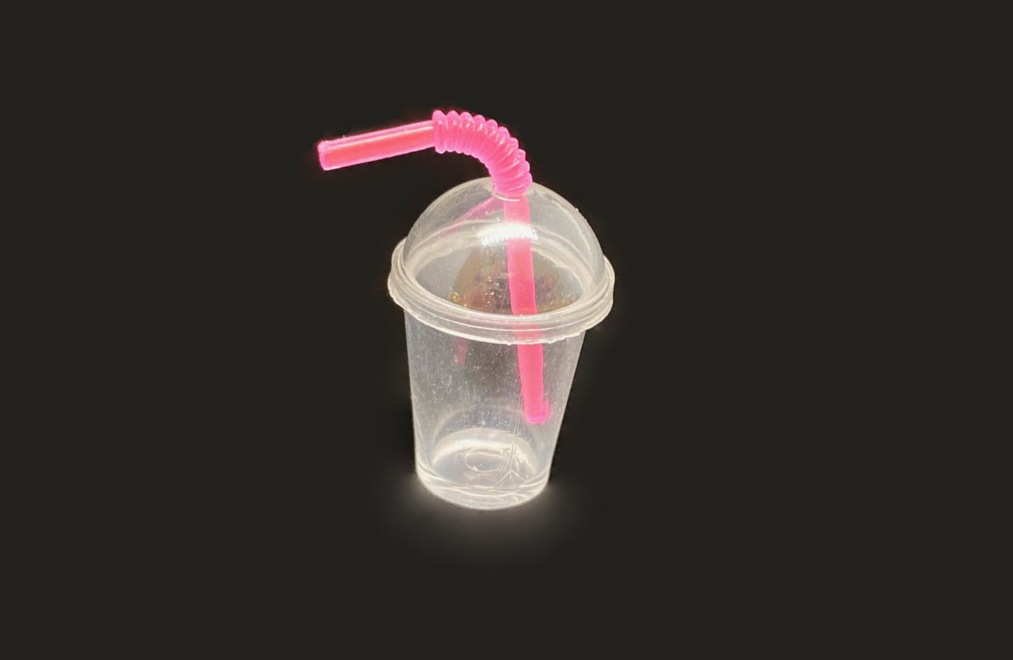 Miniature Iced Tea Plastic Cup, Lid, Straw. Dollhouse Accessories Kitchen Coffee 1:12 Scale