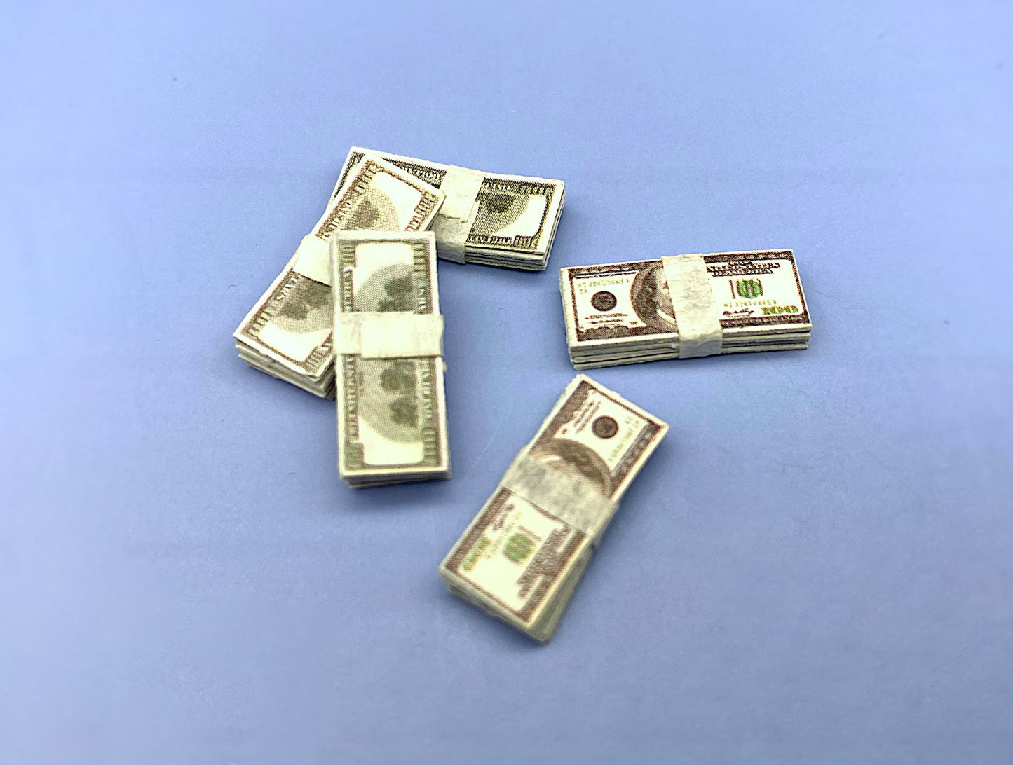 1:12 Scale Miniature 5 x Stacks of Money 100 Dollars USD. Dollhouse Handmade