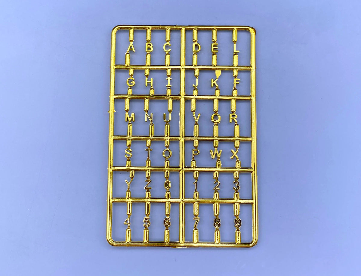 Miniature Gold Letters and Numbers Set Dollhouse Door Accessory