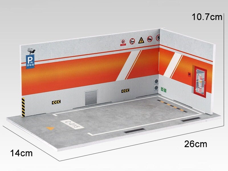 Miniature Garage Scene Display Case 1:24 Scale Back View