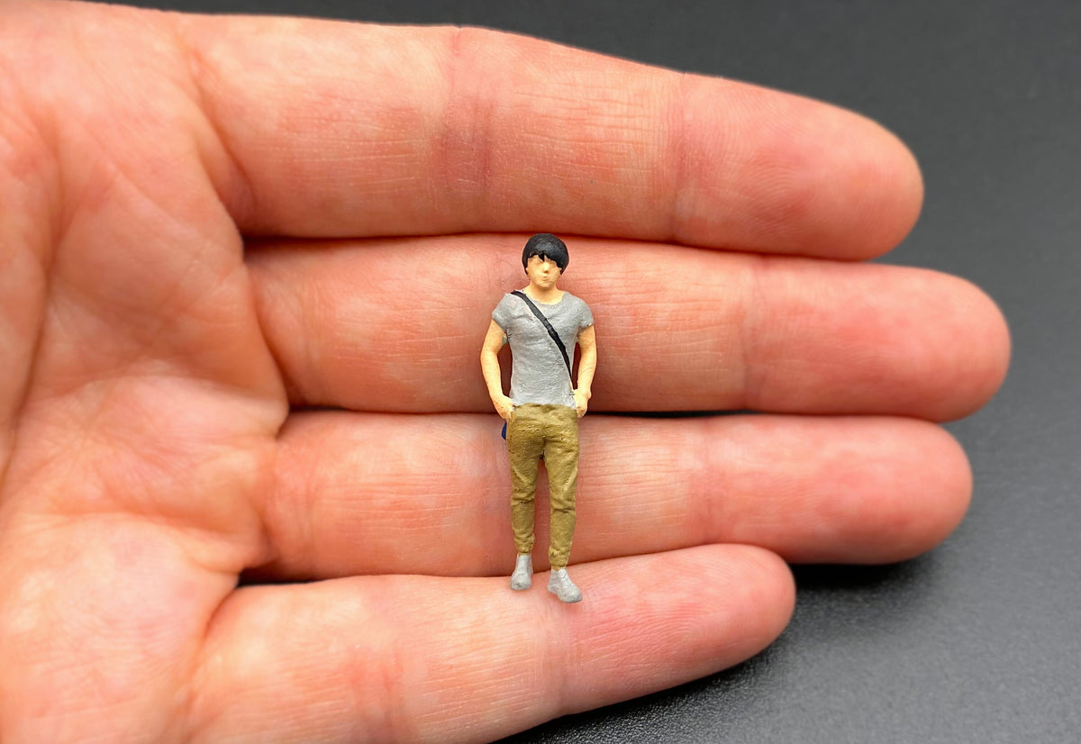 Miniature Standing Human Figure 1:64 Scale Model Side View