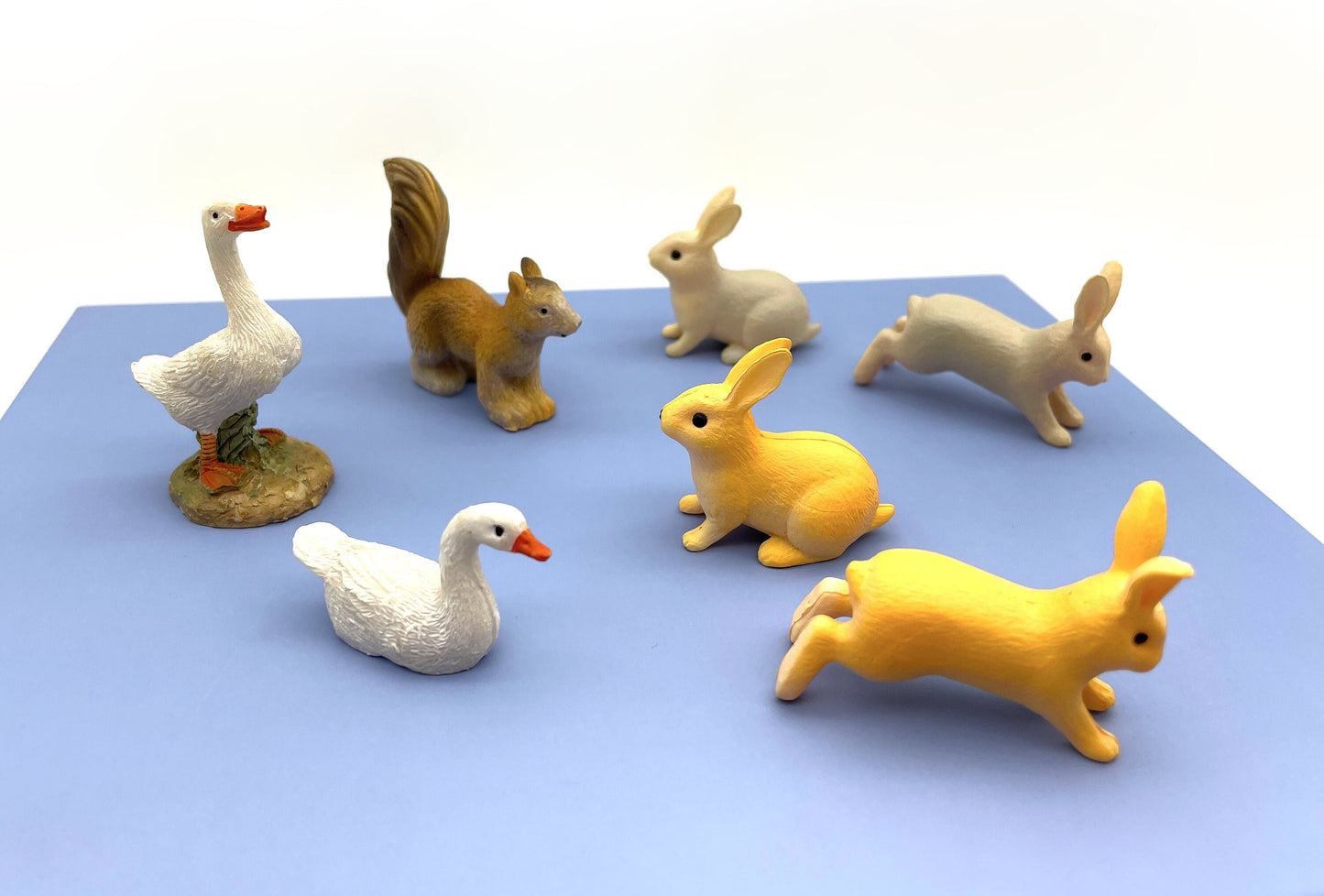 Miniature Animals 1:12 Scale Ducks Rabbits Squirrel Dollhouse Accessory