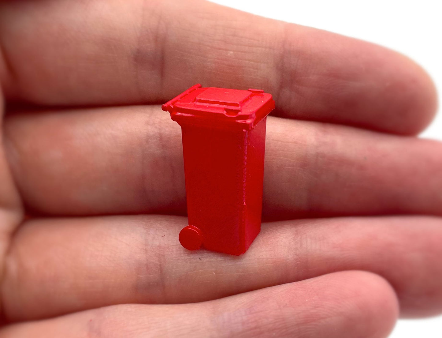 Miniature Waste Bin on Wheels 1:64 Scale Side View
