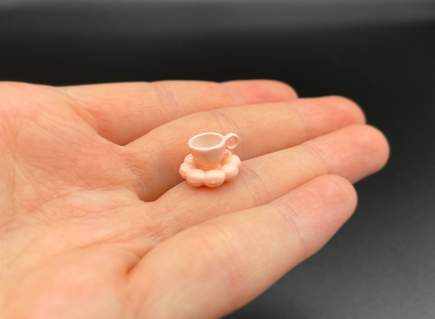 Miniature Pink Coffee Cup and Saucer 1:12 Scale Dollhouse Accessory
