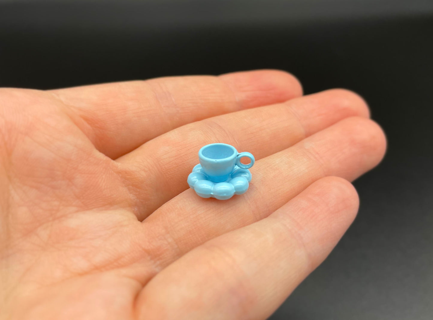 Miniature Blue Coffee Cup with Saucer 1:12 Scale Dollhouse Prop