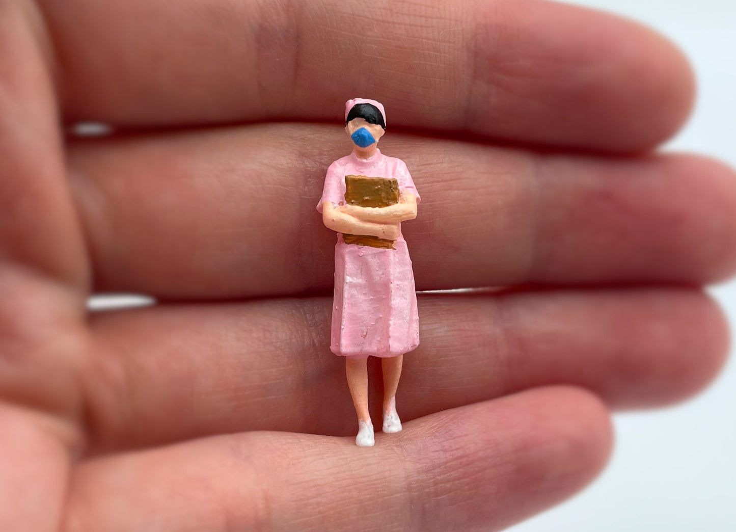 Miniature Hospital Nurse Figures Set 1:64 Scale Side View