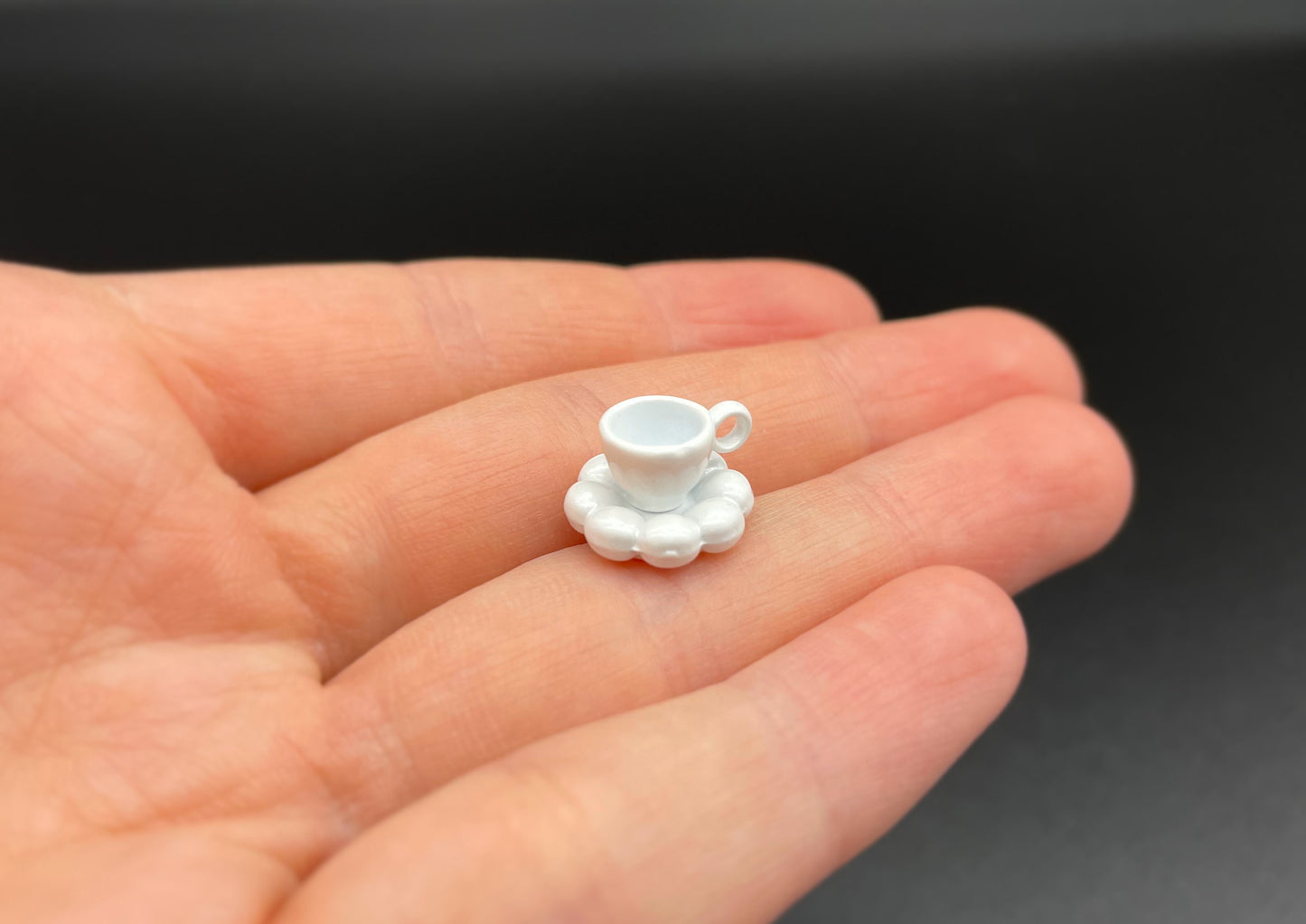 Miniature White Coffee Cup Saucer 1:12 Scale Dollhouse Kitchen