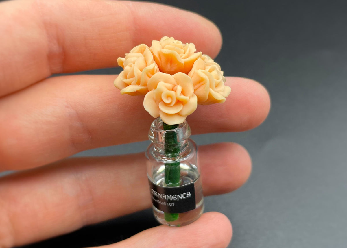 Miniature Rose Vase 1:12 Scale Dollhouse Side View