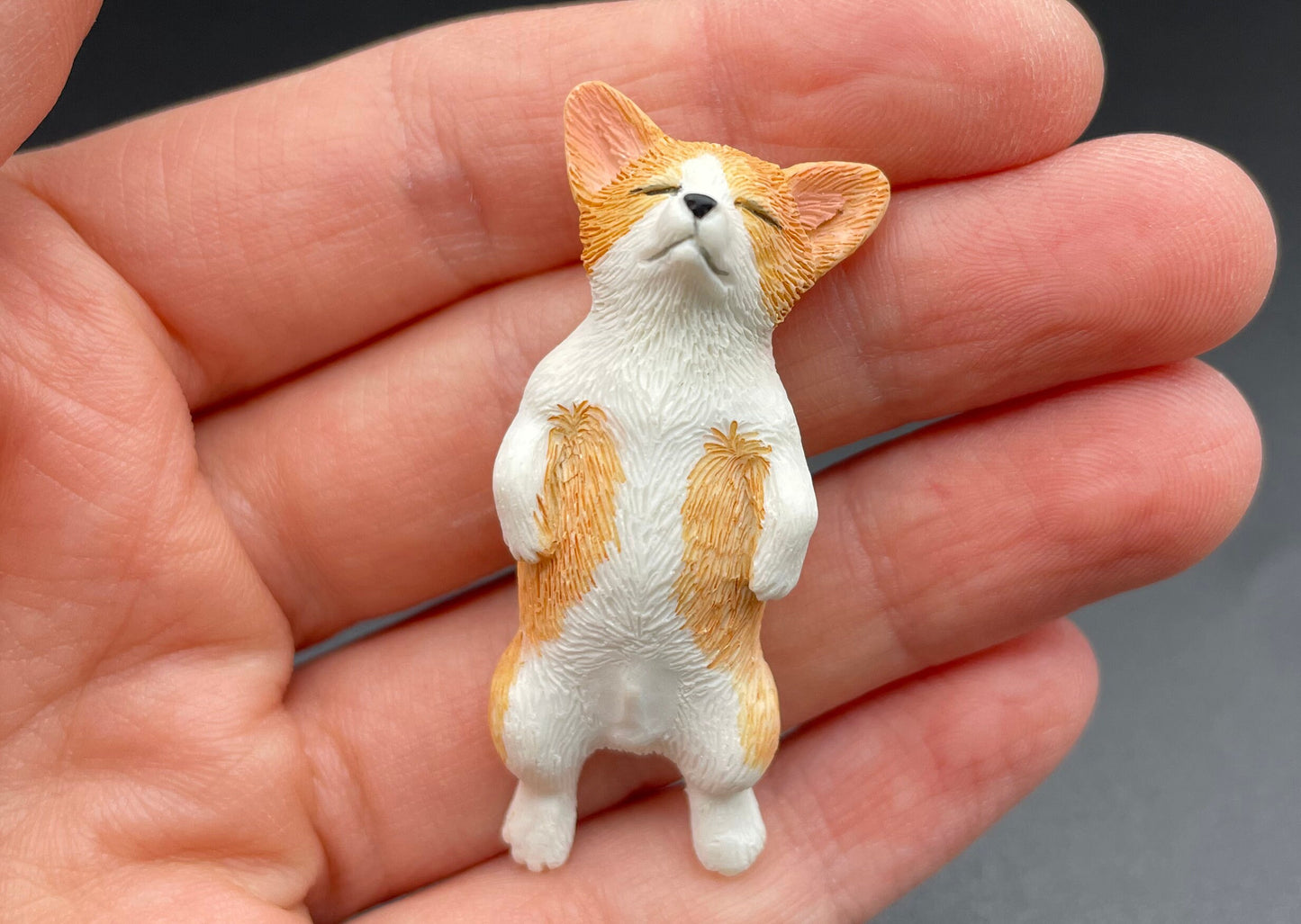 Miniature Corgis. 'Orange' / Red and White Corgi Dog. Puppy 1:12 Scale Model