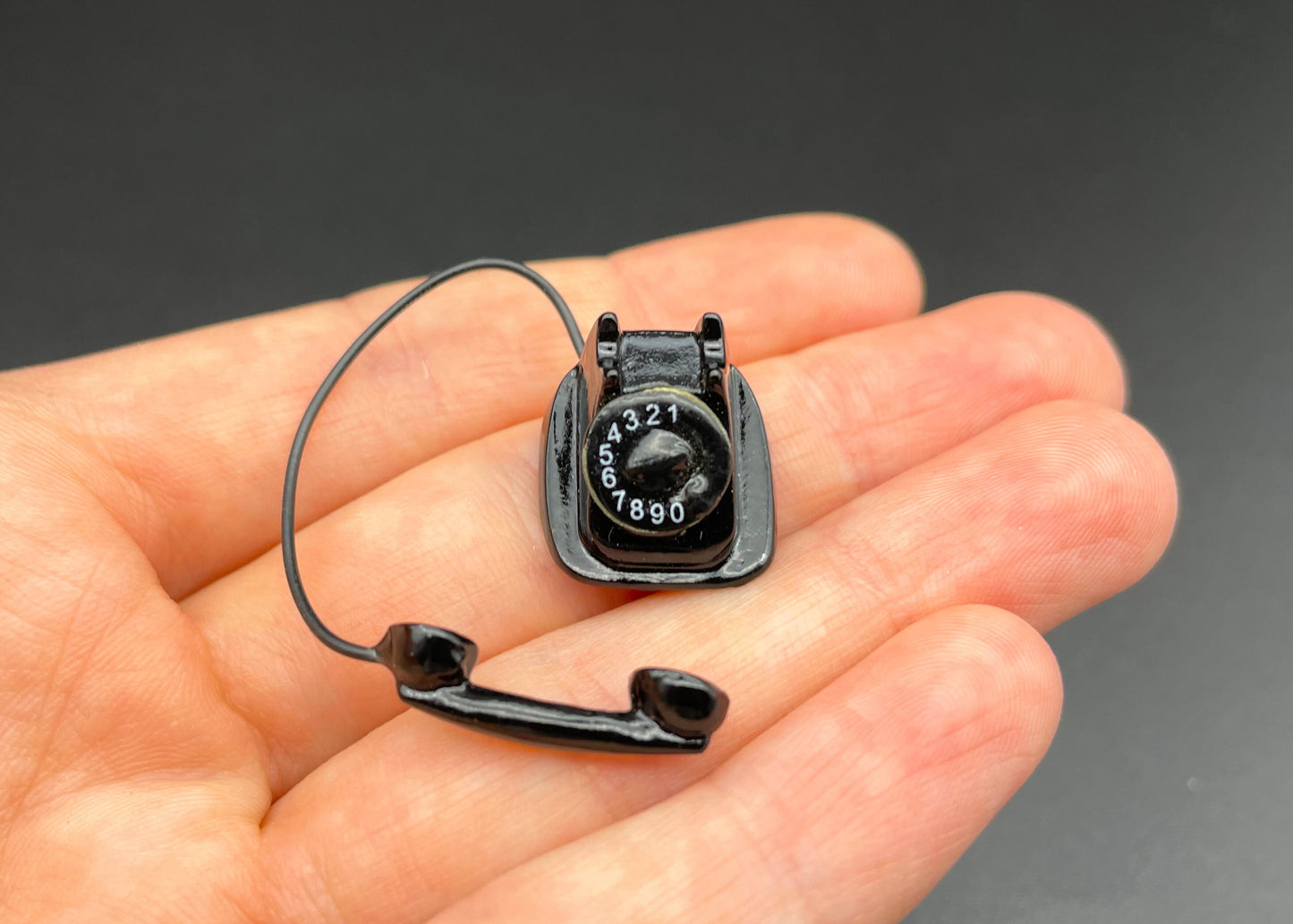 Miniature Classic Vintage Telephone. Old Retro Phone. Dollhouse Accessories 1:12 Scale