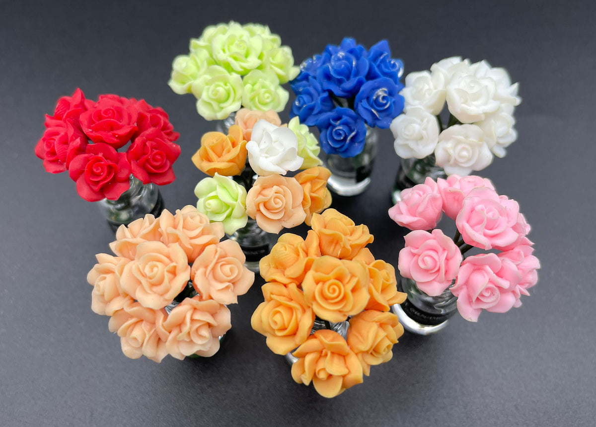 Miniature Roses in Flower Vase Dollhouse Accessory 1:12 Scale