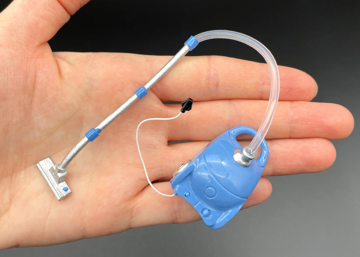Miniature Iron and Vacuum Cleaner Set 1:12 Scale Side View
