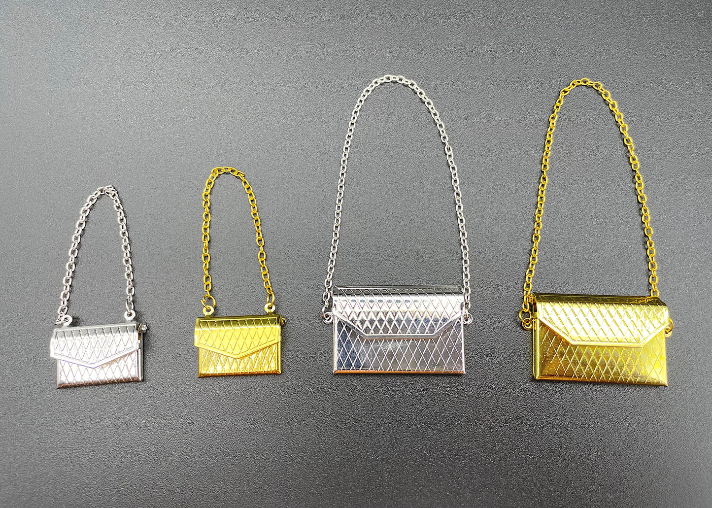 1:12/6 Scale Miniature Gold or Silver Bags. Clutch Purse Handbag. Accessory Model Dollhouse. Barbie