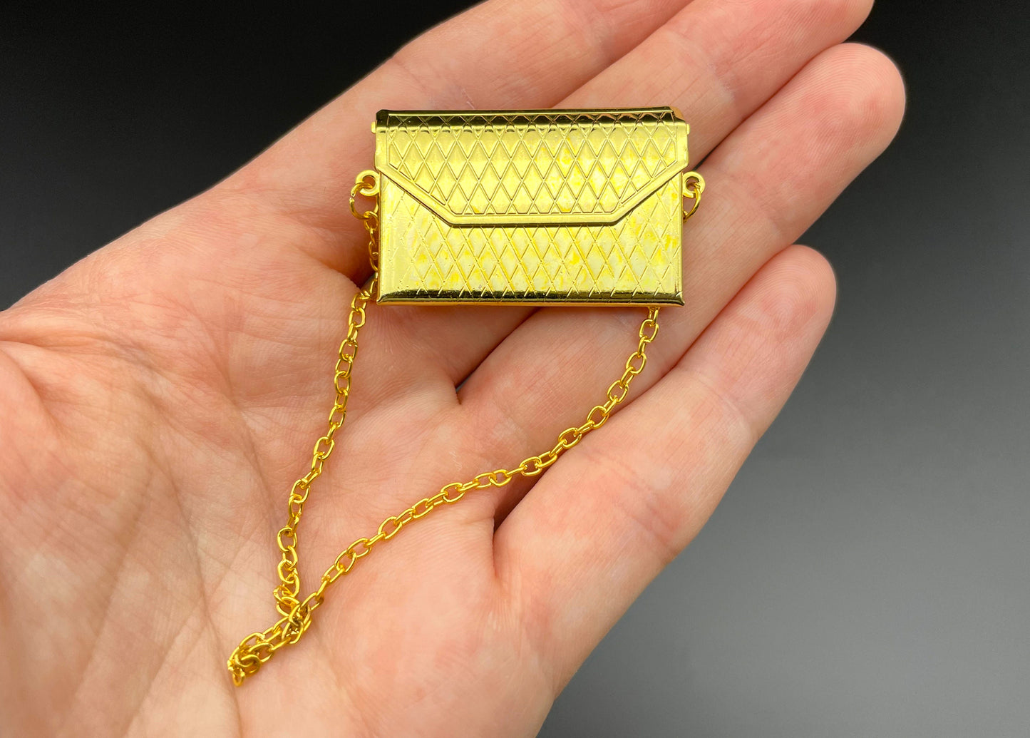 1:12/6 Scale Miniature Gold or Silver Bags. Clutch Purse Handbag. Accessory Model Dollhouse. Barbie