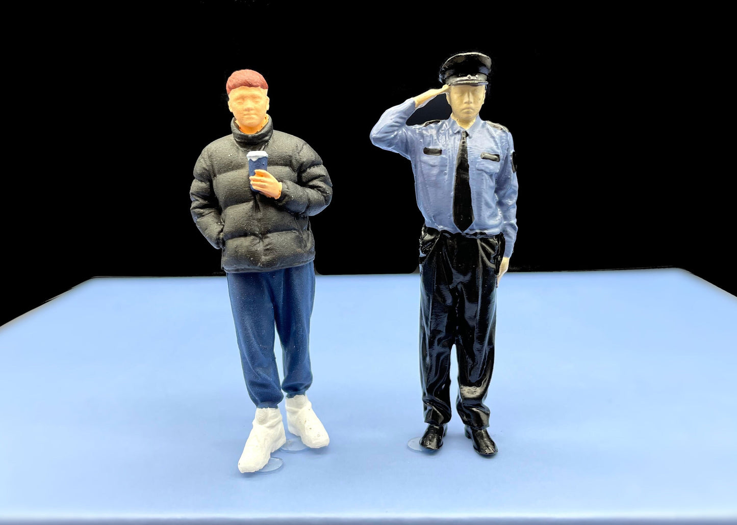 Security Guard and Fashionable Dude Miniature Human Figures 1:32 Scale