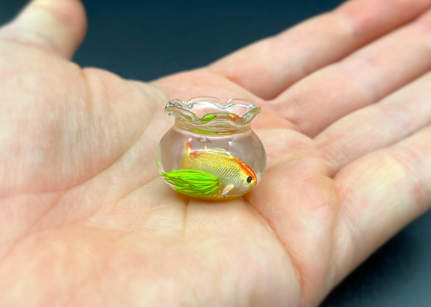 Fish in Fishbowl Miniature 1:12 Scale Dollhouse Accessory