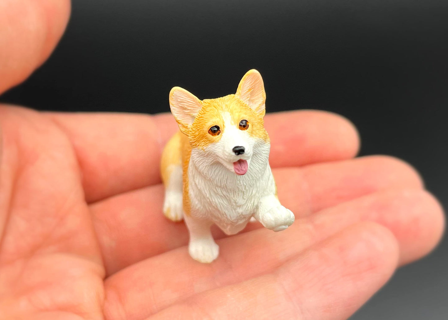 Miniature Corgis. 'Orange' / Red and White Corgi Dog. Puppy 1:12 Scale Model