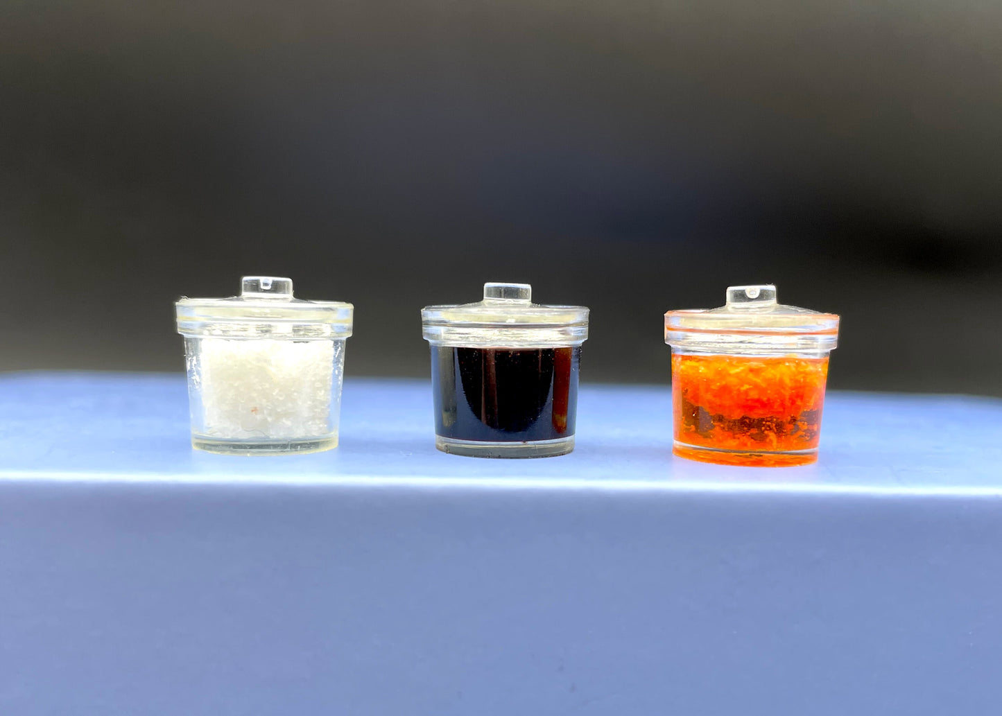 Miniature Jars Set Sugar Soy Honey Kitchen Food Dollhouse Accessories 1:6 Scale