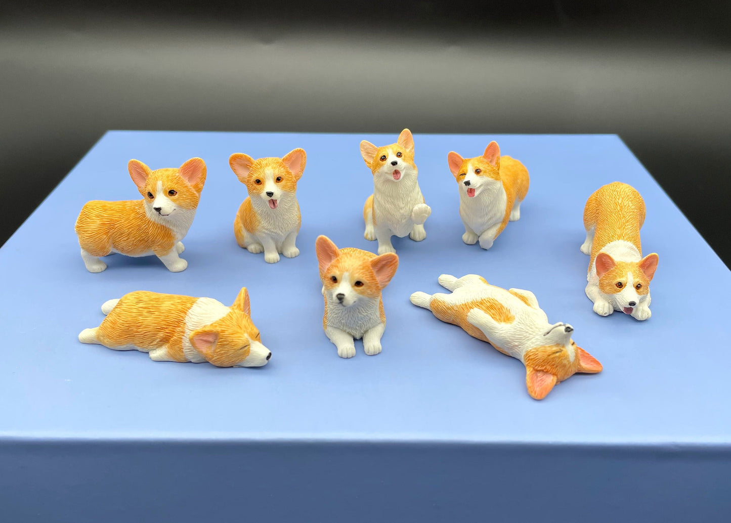 Miniature Corgis. 'Orange' / Red and White Corgi Dog. Puppy 1:12 Scale Model