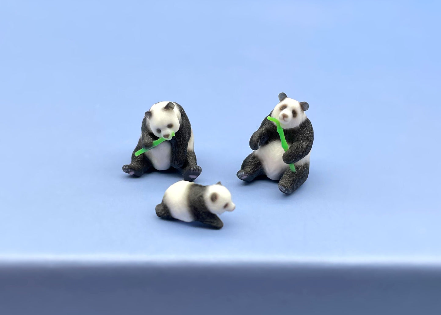 Miniature Panda Bear Family. 1:64 and 1/87 Scale Figures