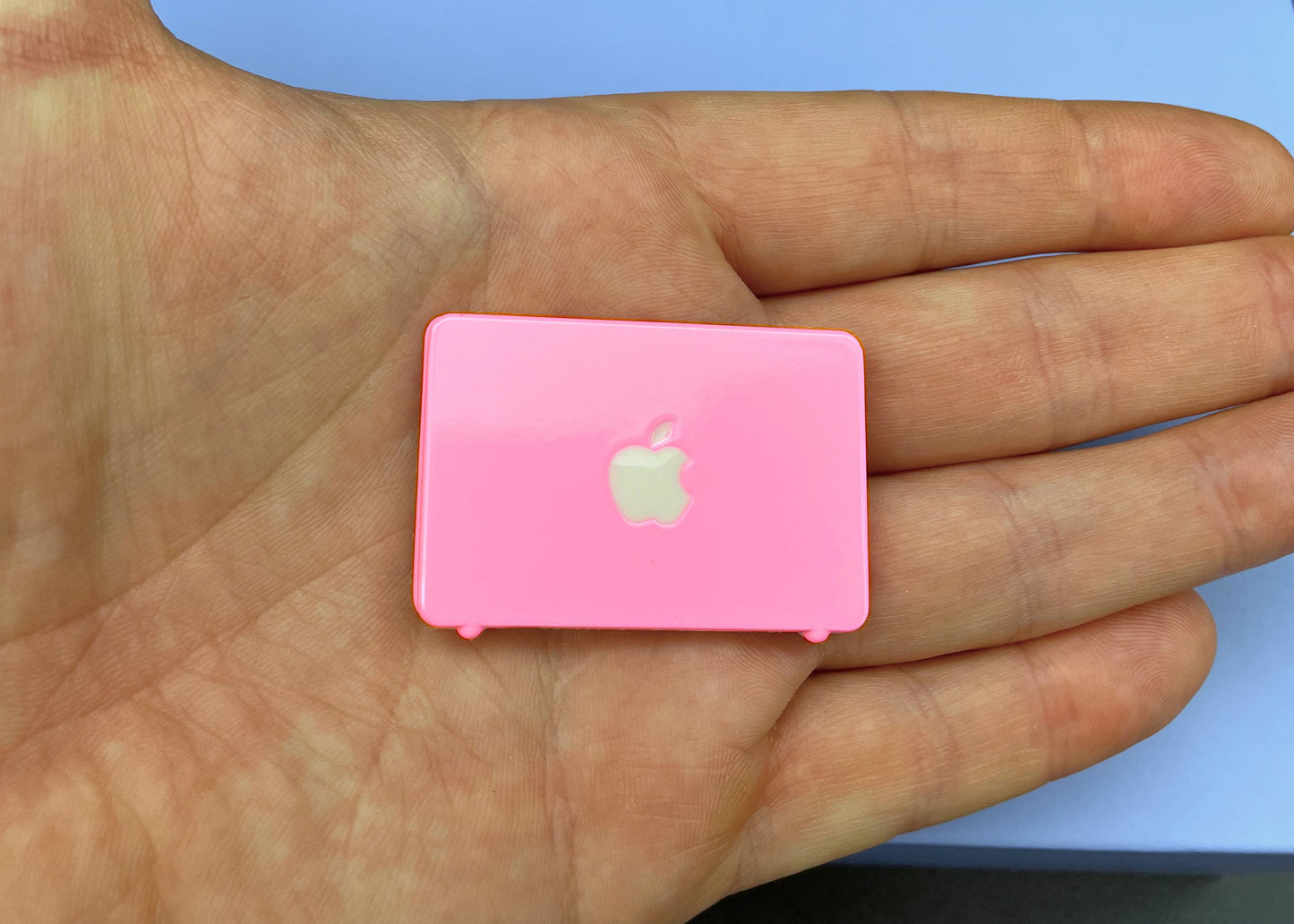 Miniature Apple Mini Macbook Silver Laptop Computer. Dollhouse Accessories. Scale 1:6