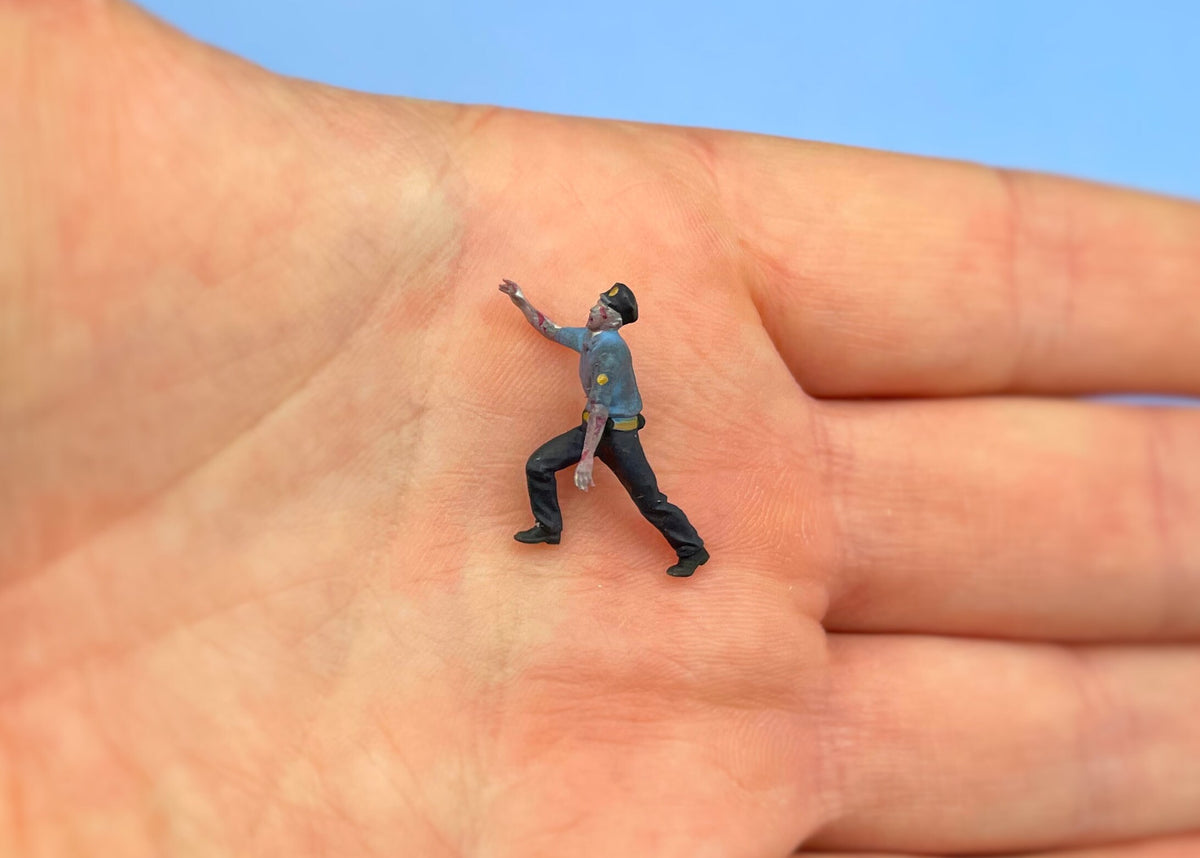 Miniature Zombie Figures Set 1:64 Scale Angle View