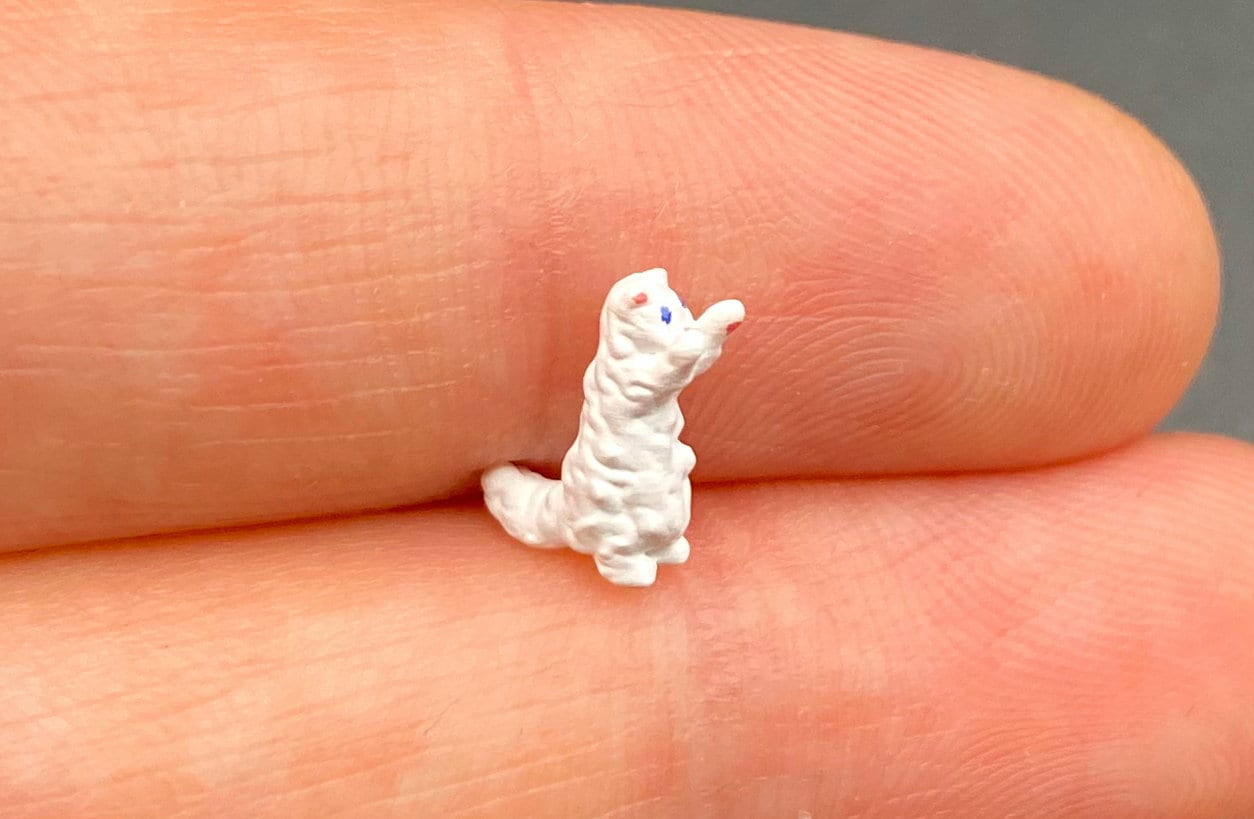 Miniature Brown Cat Animal Figure 1:64 Scale Side View