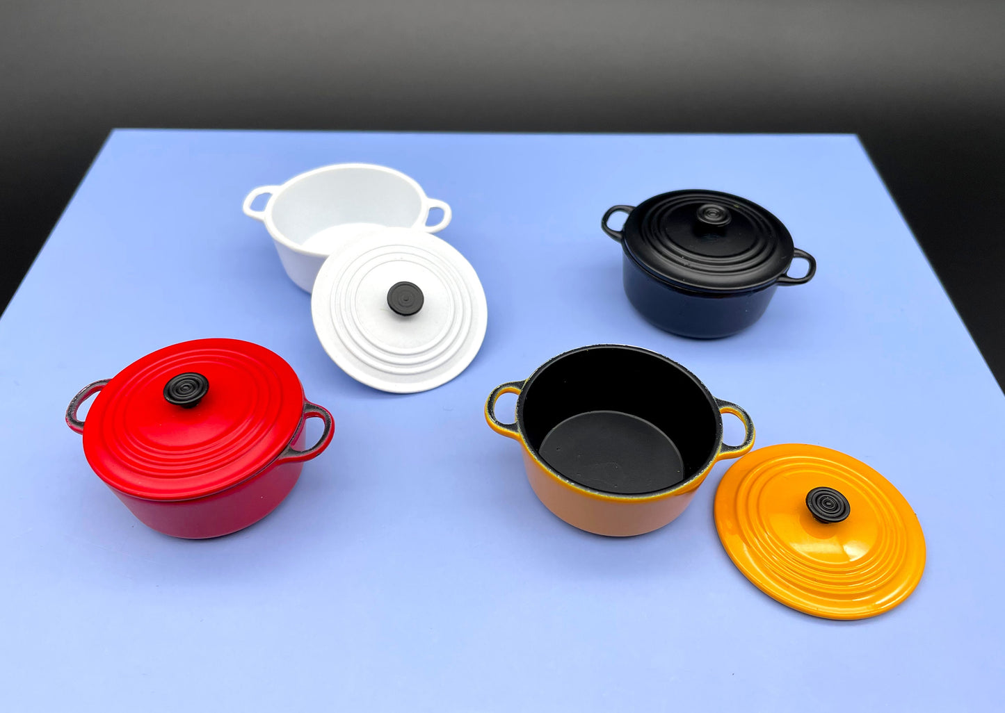 Miniature Cooking Pot With Lid. Choose Color. Dollhouse Kitchen Food Accessories. 1:6 Scale